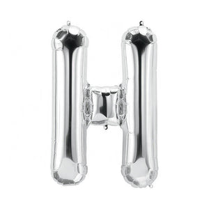 Online Party Supplies 16" Silver Letter H Air Filled Foil Balloon - Party Decorations