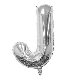 Online Party Supplies 16" Silver Letter J Air Filled Foil Balloon - Party Decorations