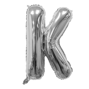 Online Party Supplies 16" Silver Letter K Air Filled Foil Balloon - Party Decorations