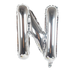 Online Party Supplies 16" Silver Letter N Air Filled Foil Balloon - Party Decorations