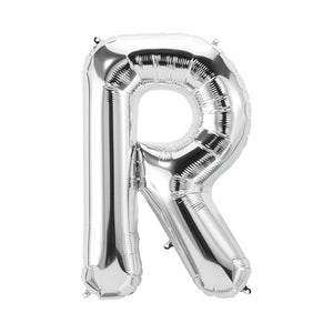 Online Party Supplies 16" Silver Letter R Air Filled Foil Balloon - Party Decorations
