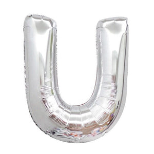 Online Party Supplies 16" Silver Letter U Air Filled Foil Balloon - Party Decorations