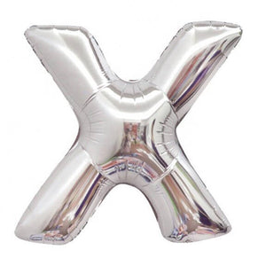 Online Party Supplies 16" Silver Letter X Air Filled Foil Balloon - Party Decorations