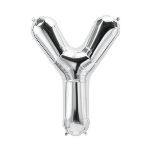 Online Party Supplies 16" Silver Letter Y Air Filled Foil Balloon - Party Decorations
