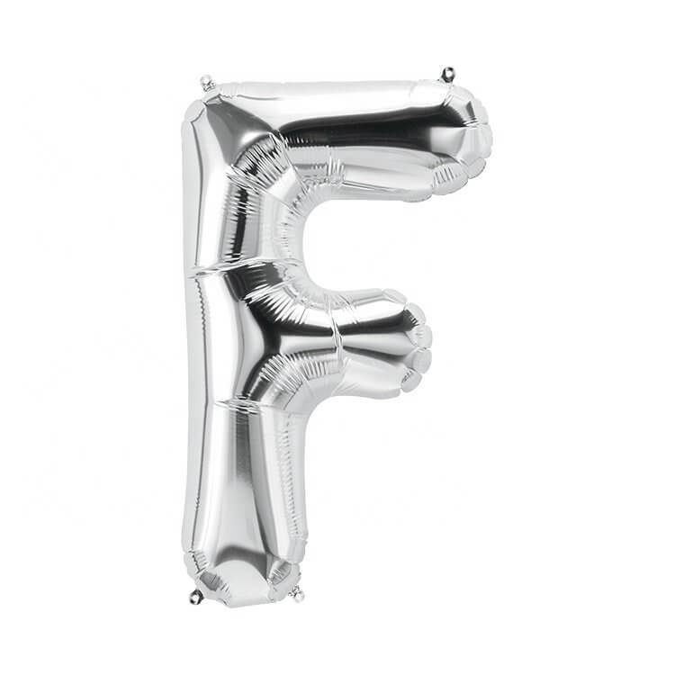 Online Party Supplies 16" Silver Letter F Air Filled Foil Balloon - Party Decorations