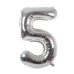 Online Party Supplies 16" Silver Number 5 Air Filled Foil Balloon - Party Decorations
