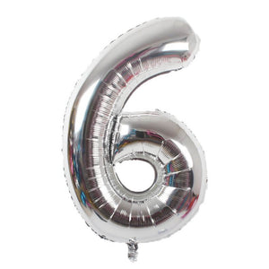 Online Party Supplies 16" Silver Number 6 Air Filled Foil Balloon - Party Decorations