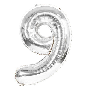 Online Party Supplies 16" Silver Number 9 Air Filled Foil Balloon - Party Decorations
