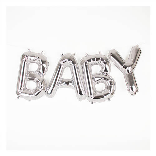 16" Metallic Silver BABY Foil Balloon Banner