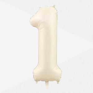 16-inch matte Cream Coloured Number 1 Foil Balloon