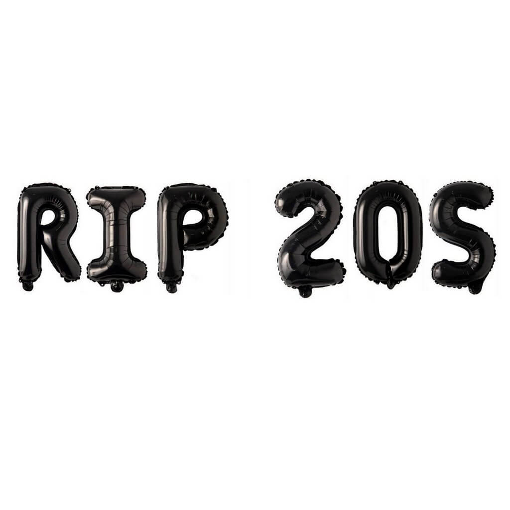 16" Black RIP 20S Foil Letter Balloon Banner