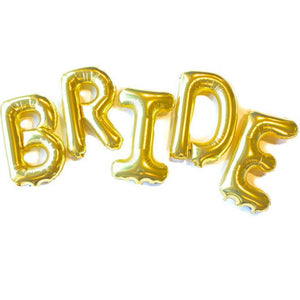 16" Gold 'BRIDE' Foil Balloon Banner - Bridal Shower, Hen Party and Wedding Party Wall Backdrop Decorations