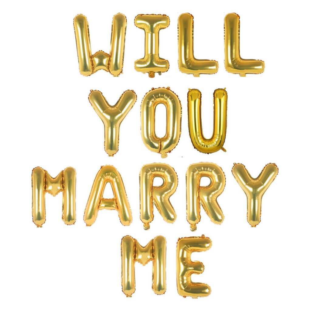 16 Inch Gold WILL YOU MARRY ME Foil Balloon Banner - Engagement, Proposal Party Supplies and Decorations