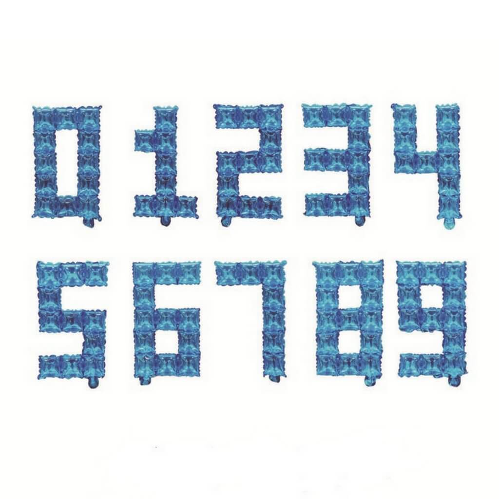 16" Video Game Pixel Metallic Blue Number 0-9 Foil Balloon