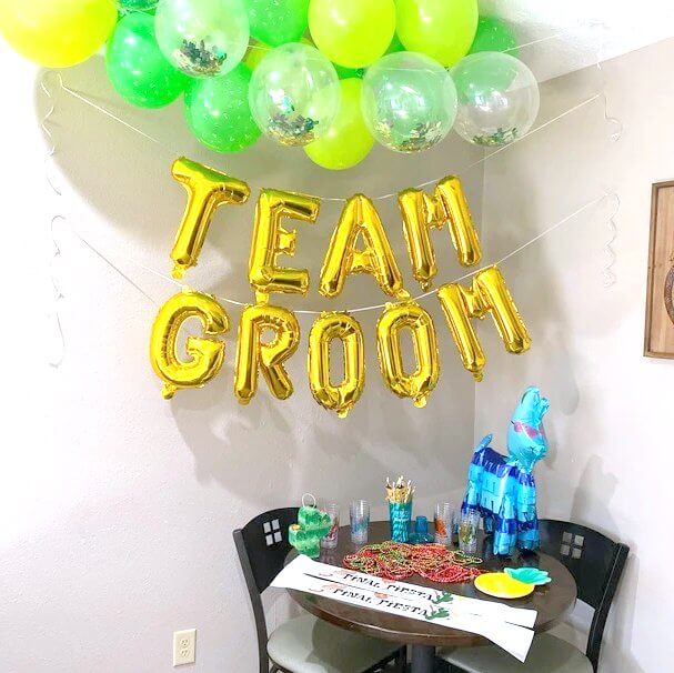 16" Metallic Gold TEAM GROOM Foil Letter Balloon Banner