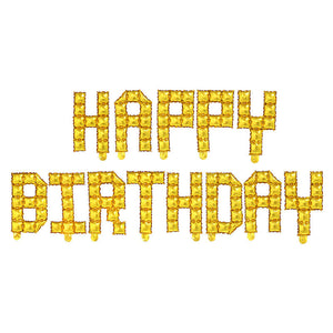 Video Game Pixel HAPPY BIRTHDAY Foil Balloon Banner metallic gold