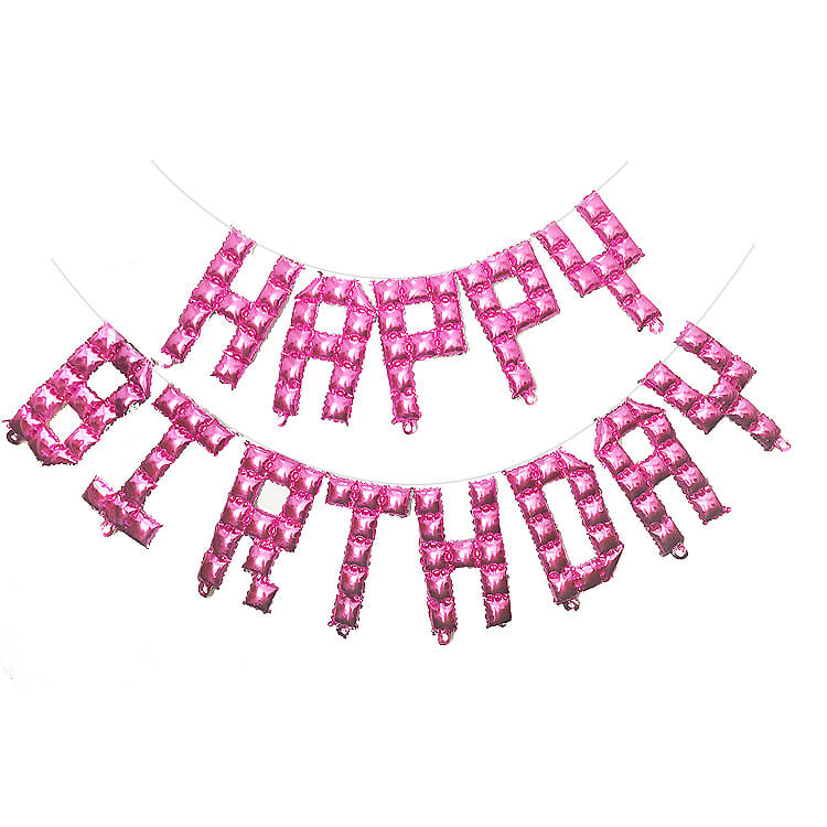 Video Game Pixel HAPPY BIRTHDAY Foil Balloon Banner - Pink