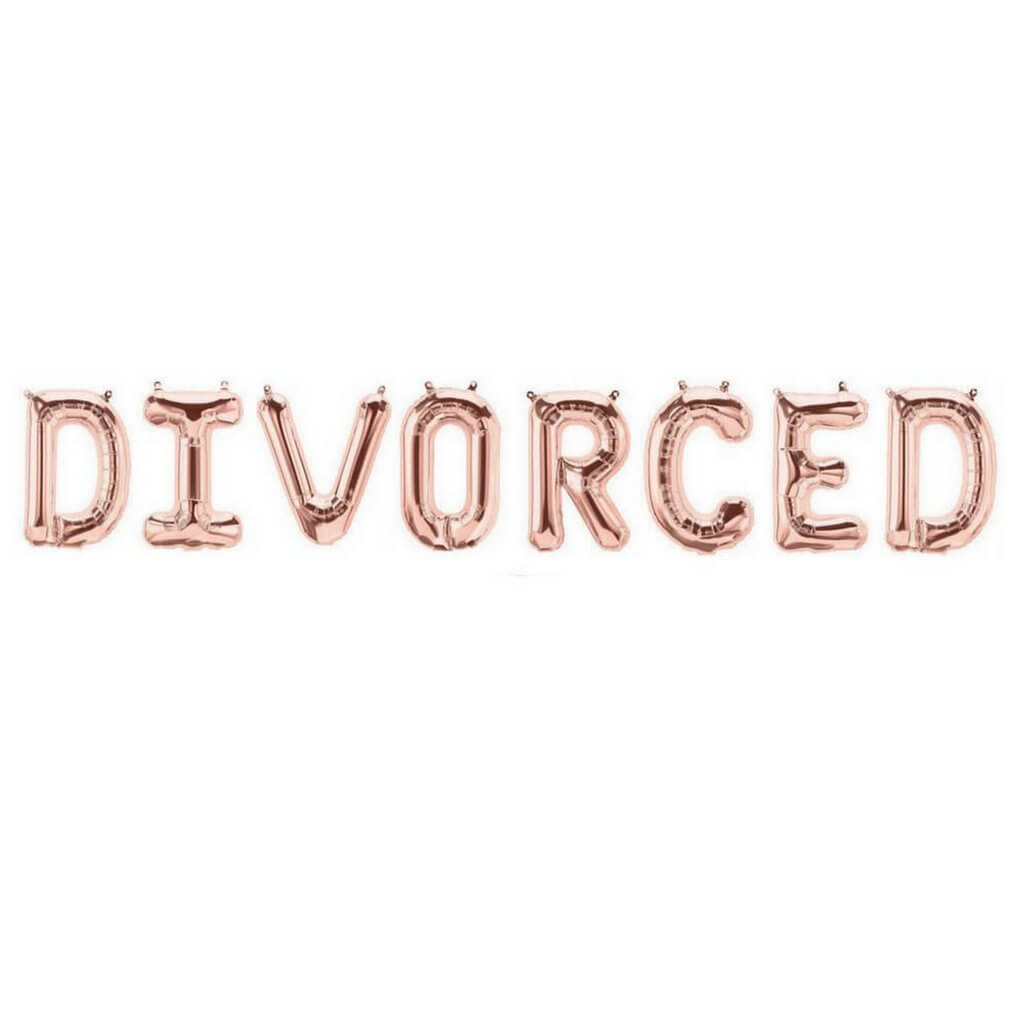 16" Rose Gold 'DIVORCED' Divorce Party Foil Balloon Banner