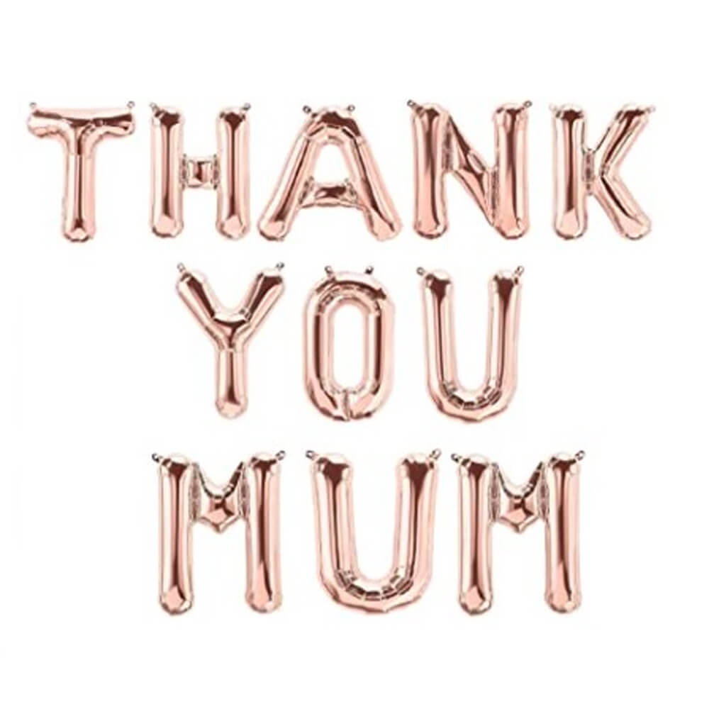 Mother's Day Rose Gold THANK YOU MUM Foil Balloon Banner