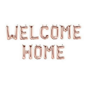 16 Inch Rose Gold WELCOME HOME Foil Letter Balloon Banner Kit
