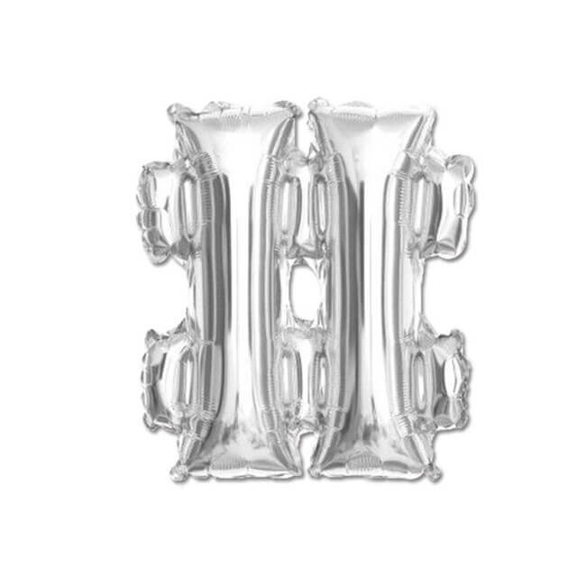 16" Metallic Silver Hashtag Symbol (#) Foil Balloon