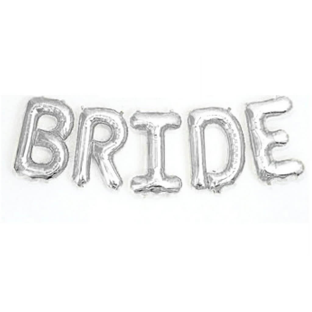 16" Silver 'BRIDE' Foil Balloon Banner