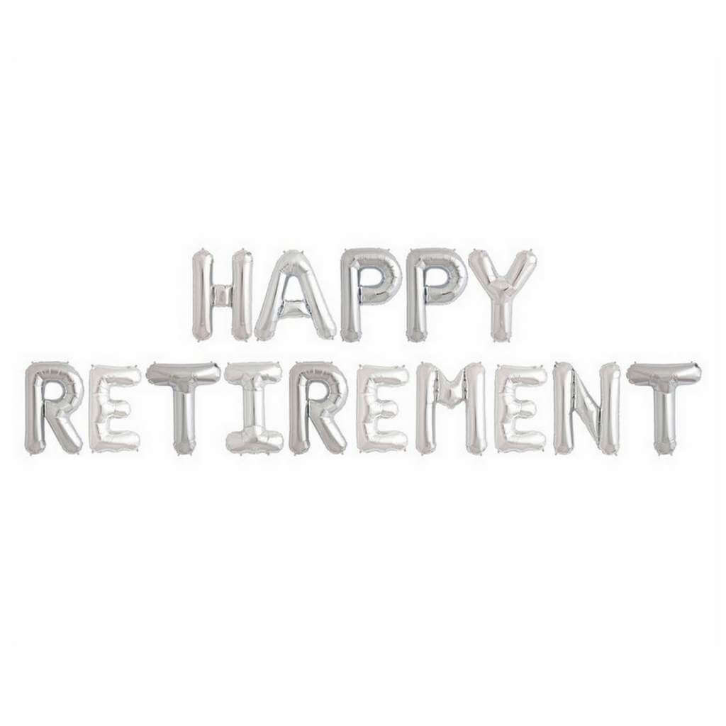 16" Silver HAPPY RETIREMENT Foil Letter Balloon Banner