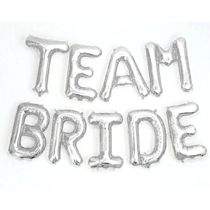 16 Inch Silver TEAM BRIDE Foil Balloon Banner