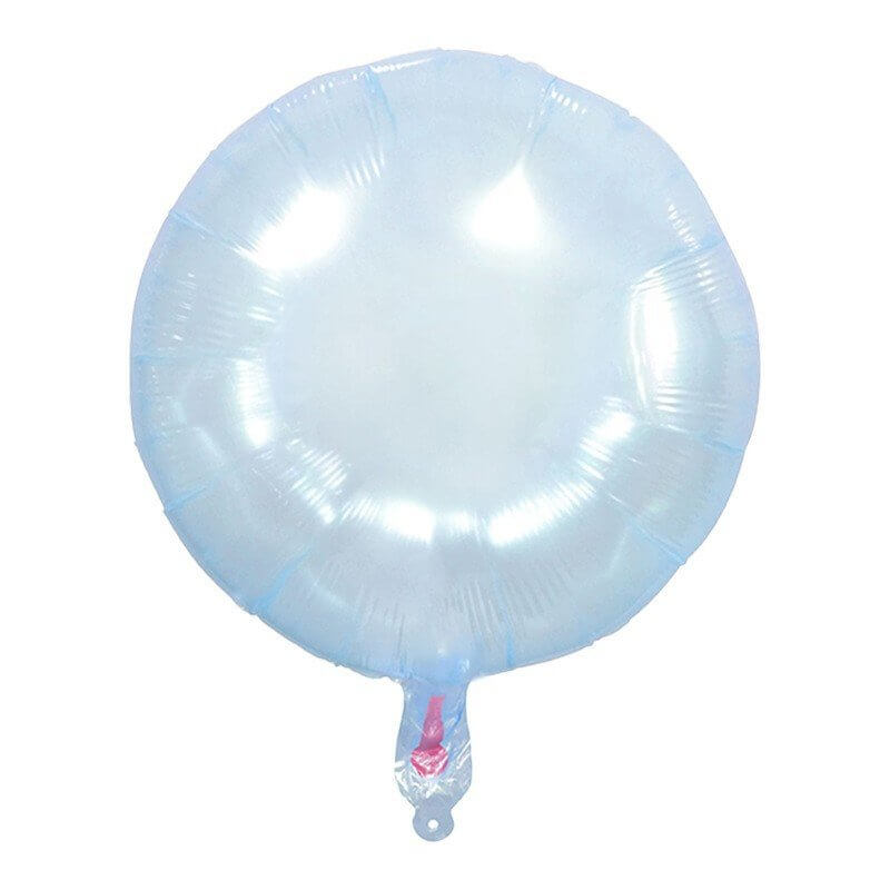 18" Crystal Clear Pastel Blue Round Foil Balloon