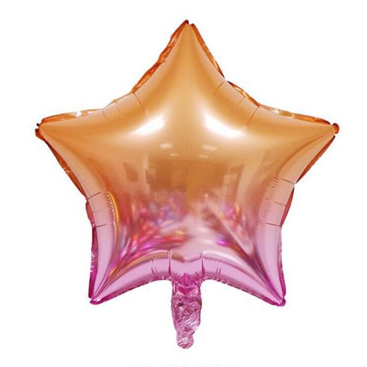 18" Gradient Orange Pink Star Shaped Foil Balloon