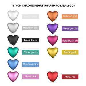 18" Chrome Metallic Coloured Heart Shaped Foil Balloon Colour chart - Online Party Supplies