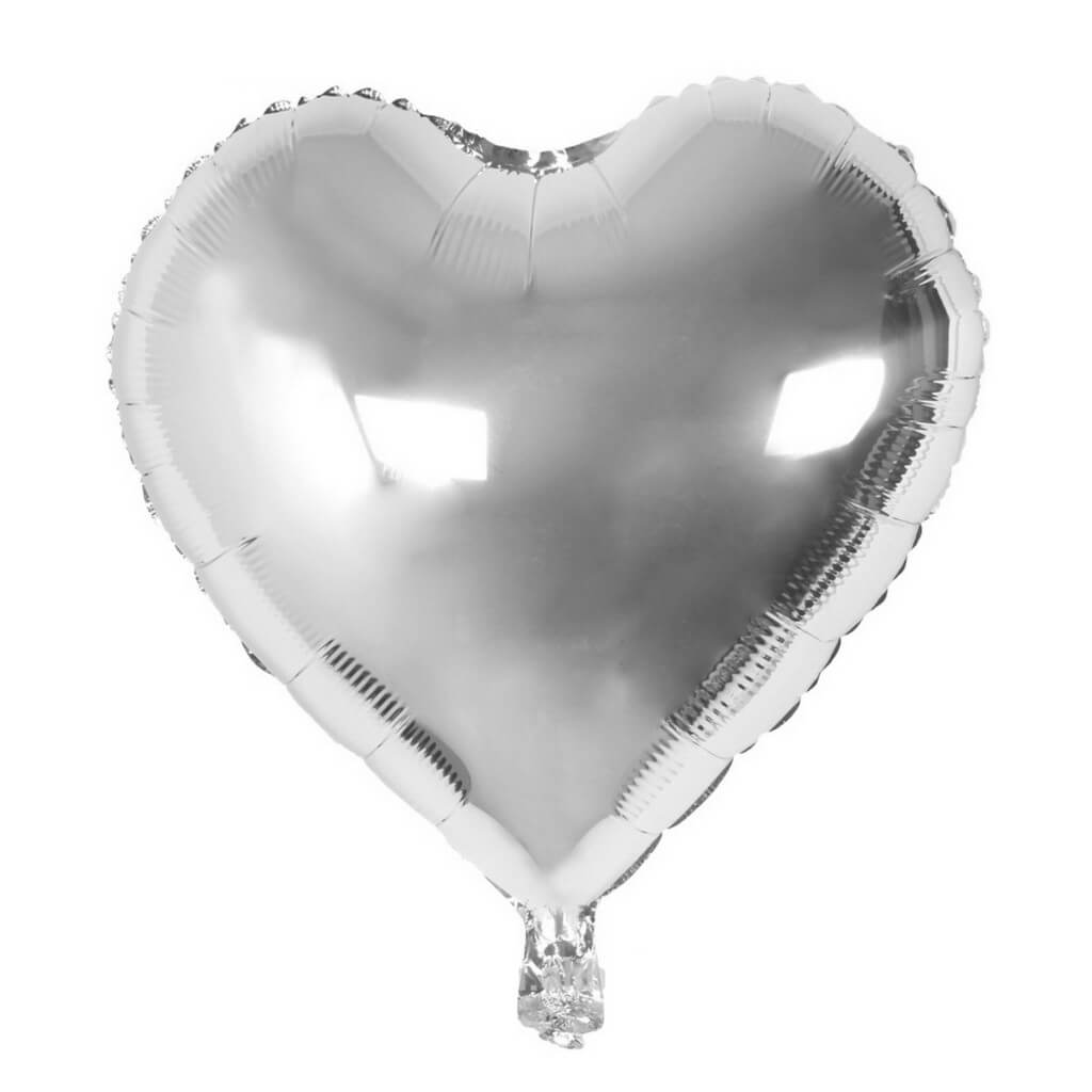 Online Party Supplies 18 Inch Silver Heart Shaped Foil Party Balloon Bouquet (Pack of 10)