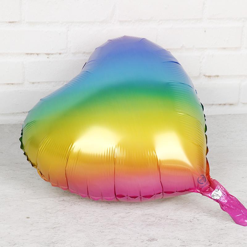 18" Iridescent Rainbow Heart Shaped Foil Balloon - Online Party Supplies