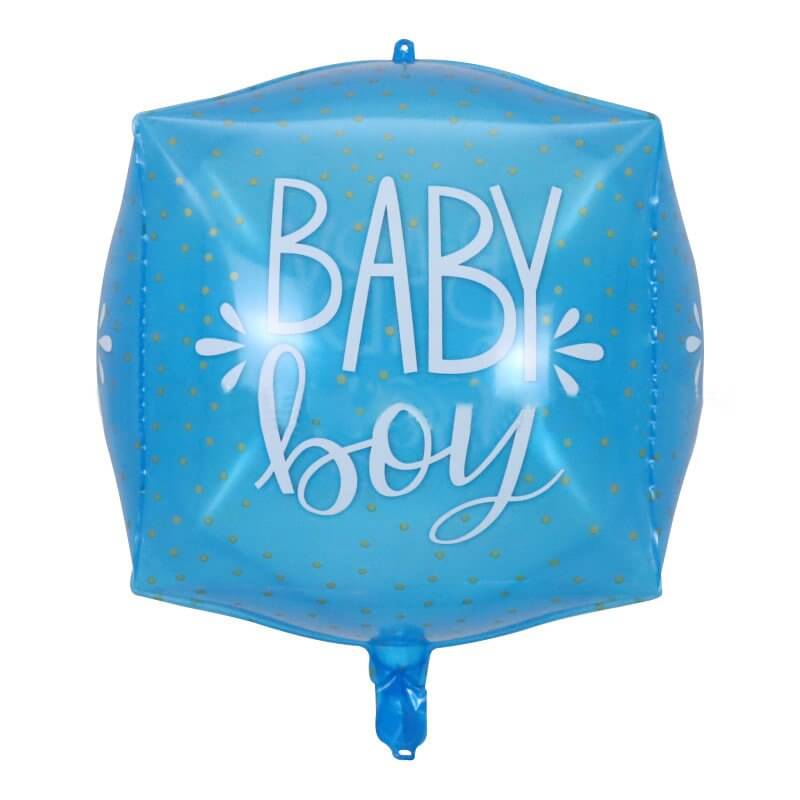 18" 4D Blue Baby Boy Baby Shower Cube Box Foil Balloon