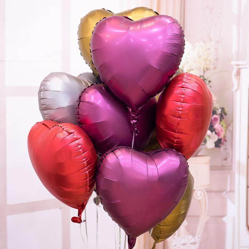 18" Chrome Metallic Coloured Heart Shaped Foil Balloon - Online Party Supplies