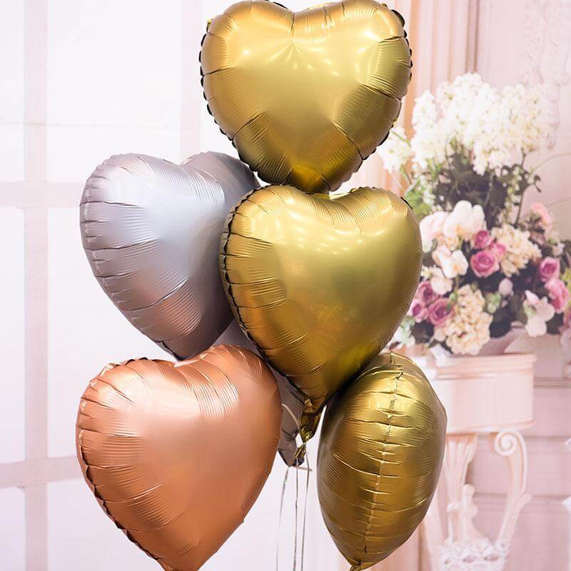 18" Chrome Metallic Coloured Heart Shaped Foil Balloon - Online Party Supplies