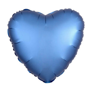 18" Chrome Metallic Metal Dark Blue Heart Shaped Foil Balloon - Online Party Supplies