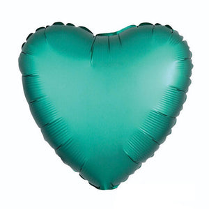 18" Chrome Metallic Metal Jade Green Heart Shaped Foil Balloon - Online Party Supplies