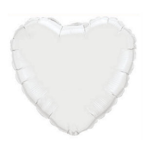 18" Chrome Metallic Metal White Heart Shaped Foil Balloon - Online Party Supplies