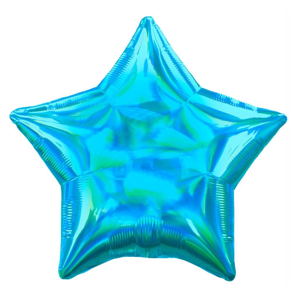 18" Neon Blue Star Shaped Foil Balloon