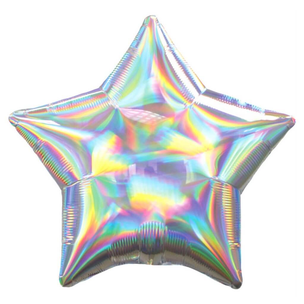 18" Neon Silver Star Shaped Foil Balloon