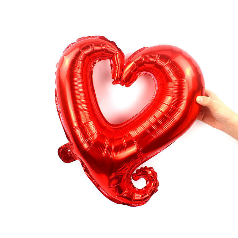18" Red Hook Hollow Heart Shape Valentine's Day Wedding Bridal Shower Party Foil Balloon