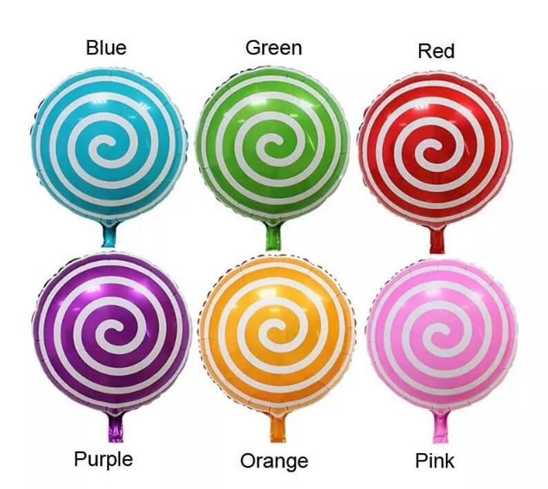 18" Online Party Supplies blue spiral Sweet Candy Lollipop Balloon Candyland Buffet Party Theme