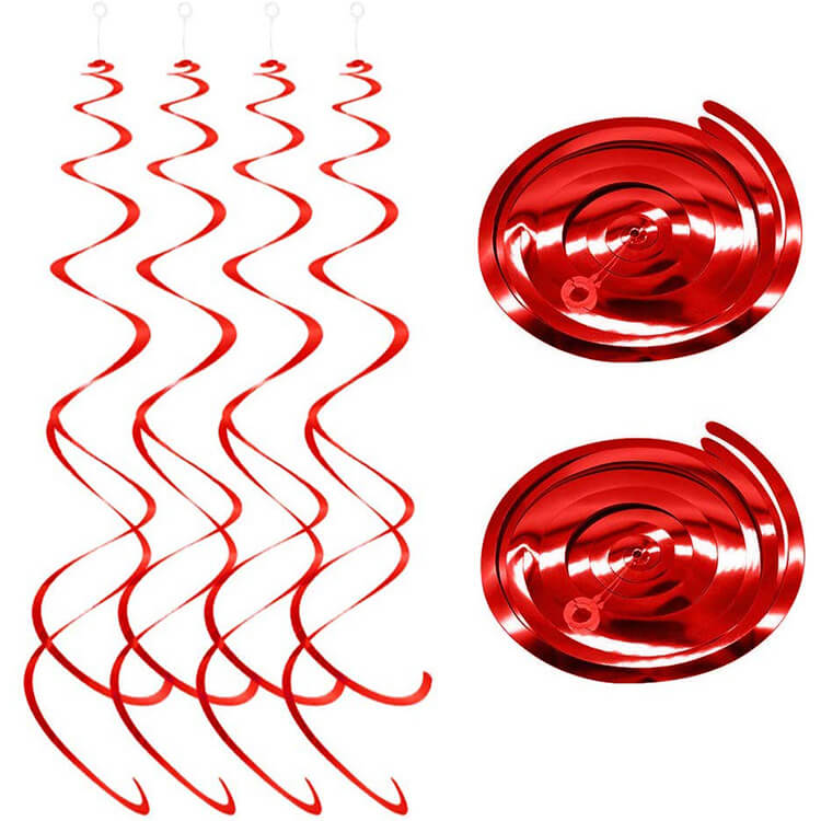 Red Heart Shaped Foil Wind Spiral Swirls Pack of 18 - Valentine's Day Hanging Decorations