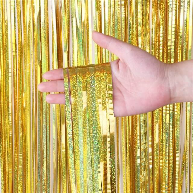 1m x 2m Online Party Supplies Australia Laser Glitter Gold Tinsel Foil Fringe Rain Curtain