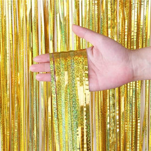 1m x 2m Online Party Supplies Australia Laser Glitter Gold Tinsel Foil Fringe Rain Curtain