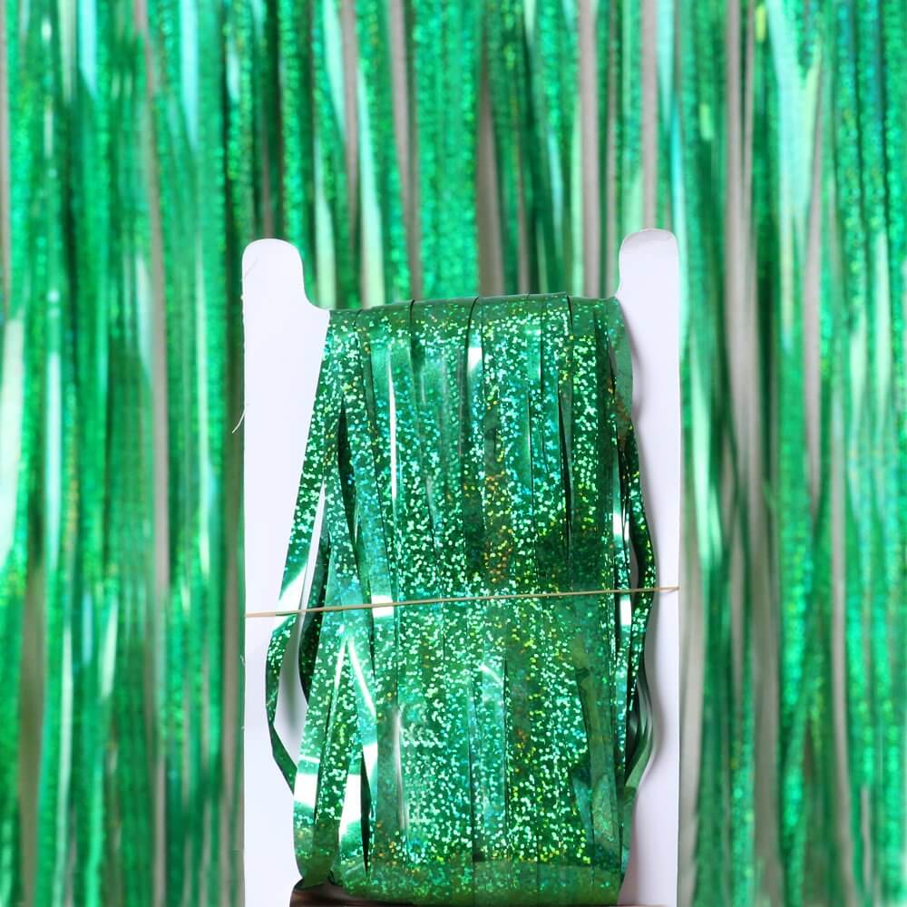 1m x 2m Online Party Supplies Australia Laser Glitter green Tinsel Foil Fringe Rain Curtain