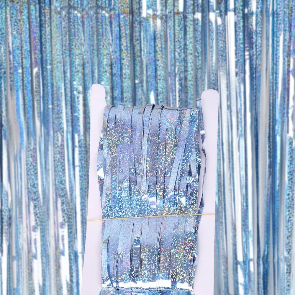 1m x 2m Online Party Supplies Australia Laser Glitter light blue Tinsel Foil Fringe Rain Curtain