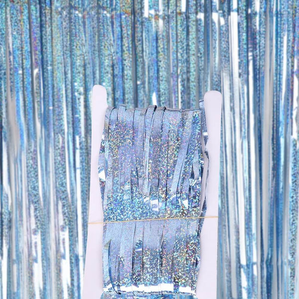 LIGHT BLUE FOIL FRINGE CURTAIN main image 1