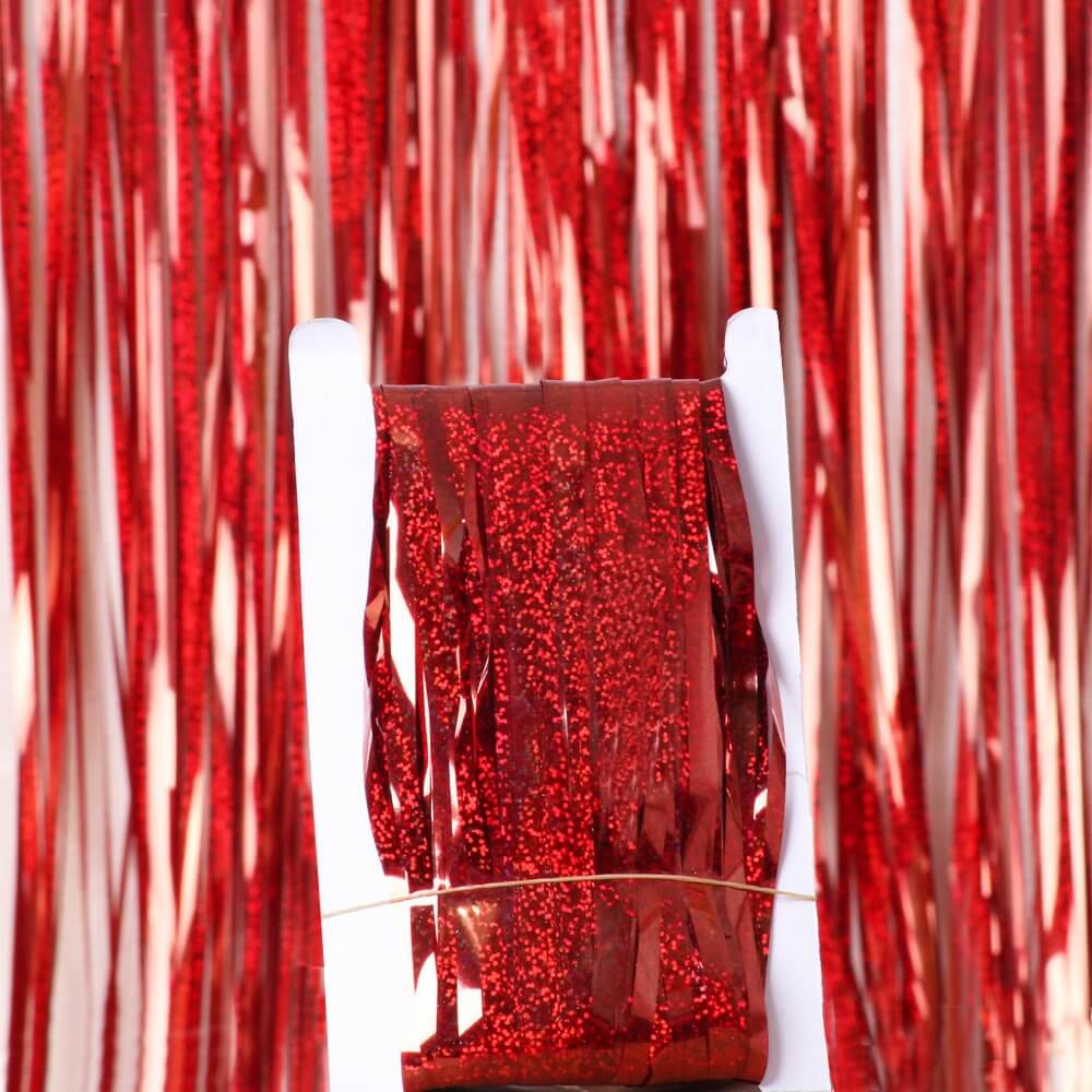 1m x 2m Online Party Supplies Australia Laser Glitter Red Tinsel Foil Fringe Rain Curtain